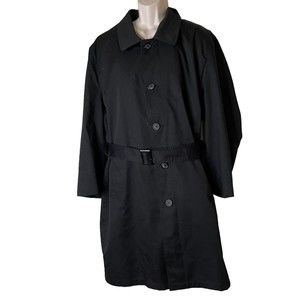 Jacob Siegel Overcoat Mens 48L Poly Cotton with Wool Blend Zip in Lining Black